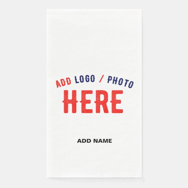 STYLISH MODERN CUSTOMIZABLE WHITE VERIFIED BRANDED PAPER GUEST TOWELS (Front)