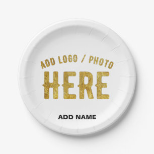 STYLISH MODERN CUSTOMIZABLE WHITE VERIFIED BRANDED PAPER PLATES