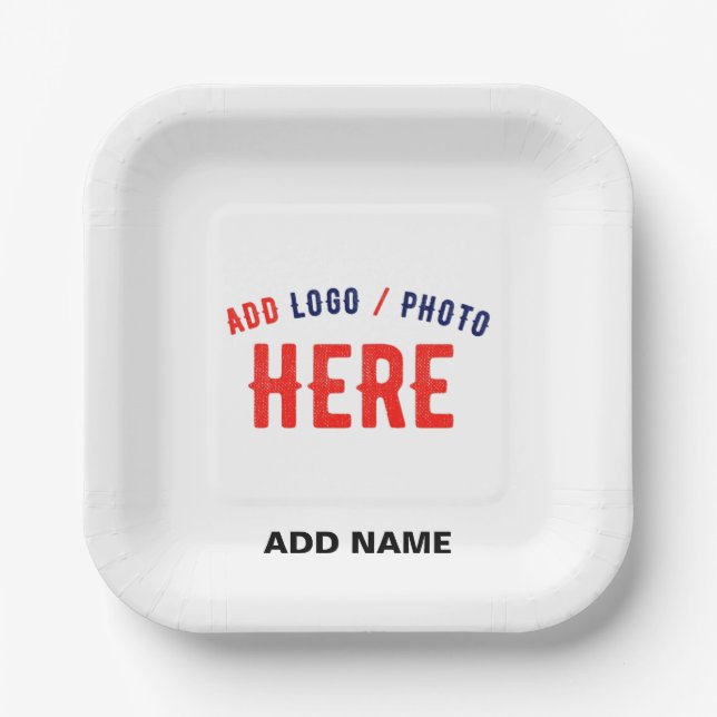 STYLISH MODERN CUSTOMIZABLE WHITE VERIFIED BRANDED PAPER PLATES (Front)