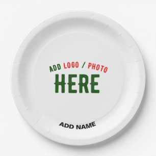 STYLISH MODERN CUSTOMIZABLE WHITE VERIFIED BRANDED PAPER PLATES