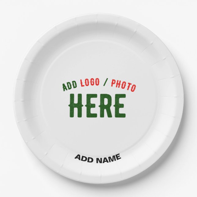 STYLISH MODERN CUSTOMIZABLE WHITE VERIFIED BRANDED PAPER PLATES (Front)