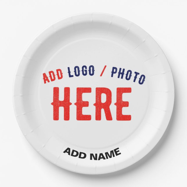 STYLISH MODERN CUSTOMIZABLE WHITE VERIFIED BRANDED PAPER PLATES (Front)