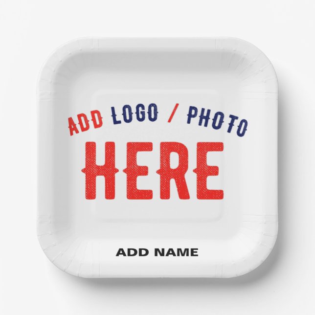 STYLISH MODERN CUSTOMIZABLE WHITE VERIFIED BRANDED PAPER PLATES (Front)