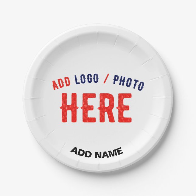 STYLISH MODERN CUSTOMIZABLE WHITE VERIFIED BRANDED PAPER PLATES (Front)