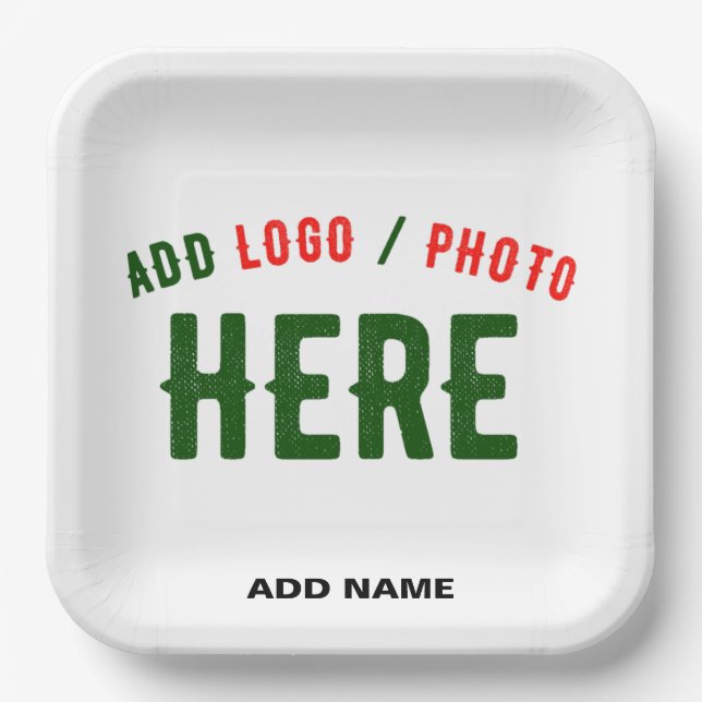 STYLISH MODERN CUSTOMIZABLE WHITE VERIFIED BRANDED PAPER PLATES (Front)