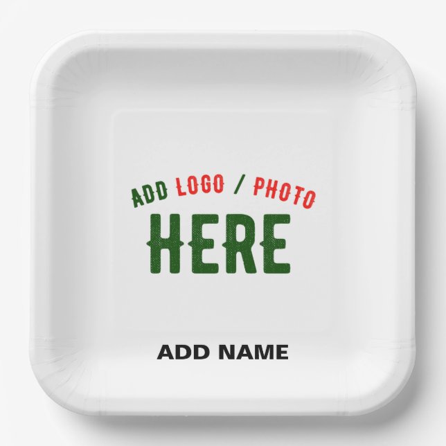 STYLISH MODERN CUSTOMIZABLE WHITE VERIFIED BRANDED PAPER PLATES (Front)