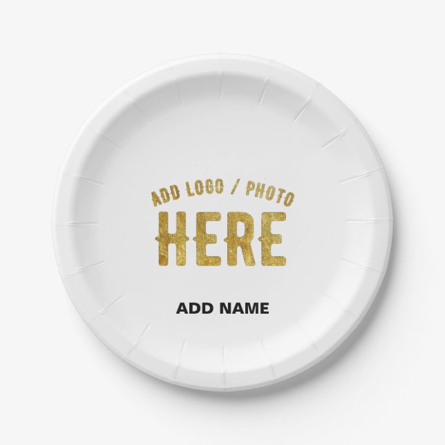 STYLISH MODERN CUSTOMIZABLE WHITE VERIFIED BRANDED PAPER PLATES (Front)