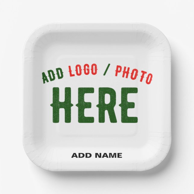 STYLISH MODERN CUSTOMIZABLE WHITE VERIFIED BRANDED PAPER PLATES (Front)