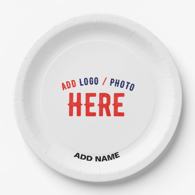 STYLISH MODERN CUSTOMIZABLE WHITE VERIFIED BRANDED PAPER PLATES (Front)