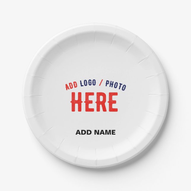STYLISH MODERN CUSTOMIZABLE WHITE VERIFIED BRANDED PAPER PLATES (Front)