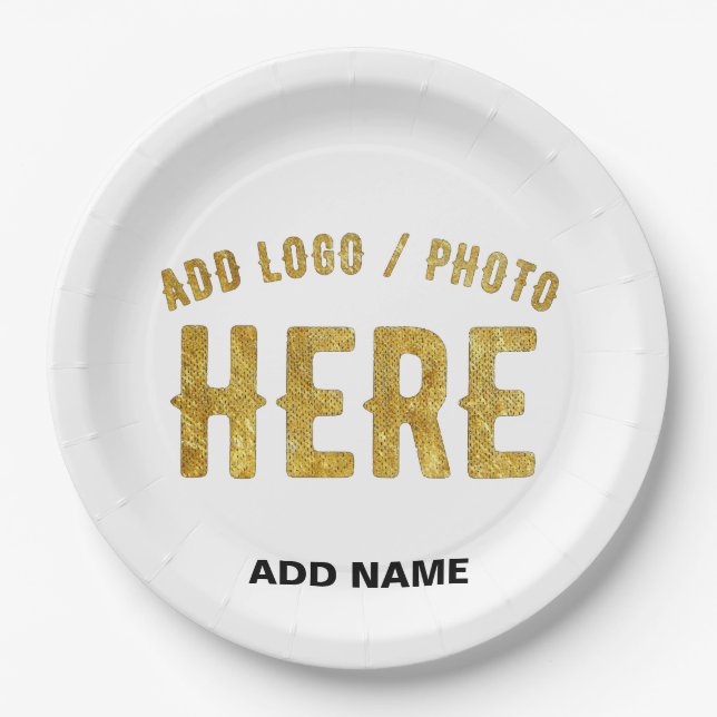 STYLISH MODERN CUSTOMIZABLE WHITE VERIFIED BRANDED PAPER PLATES (Front)