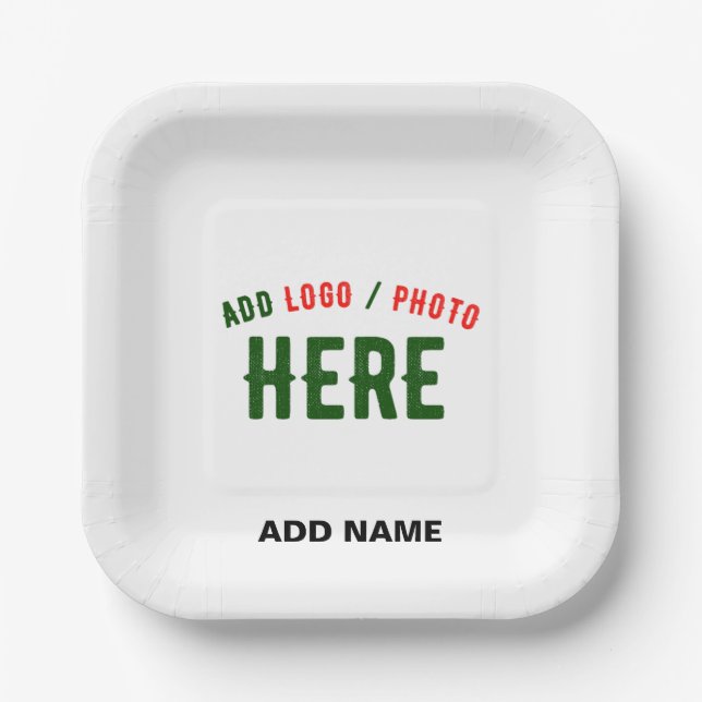 STYLISH MODERN CUSTOMIZABLE WHITE VERIFIED BRANDED PAPER PLATES (Front)