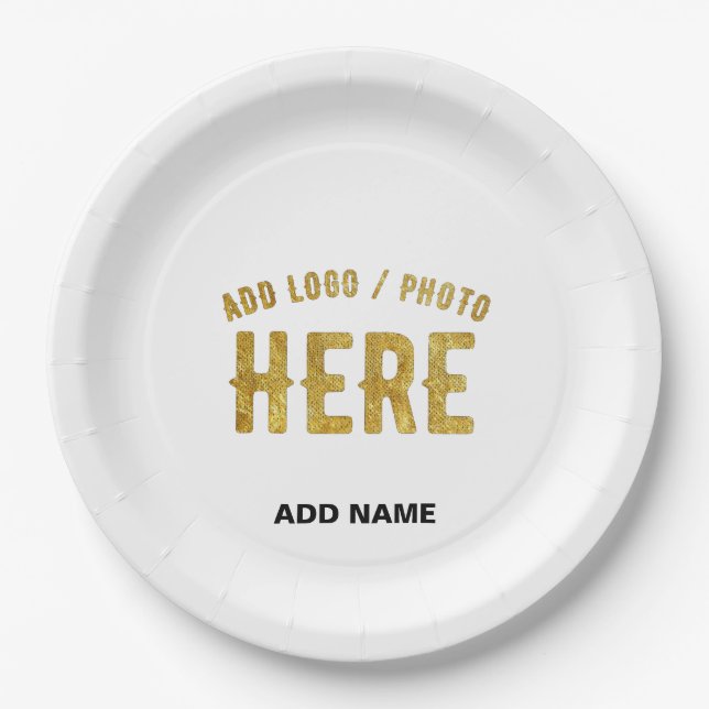 STYLISH MODERN CUSTOMIZABLE WHITE VERIFIED BRANDED PAPER PLATES (Front)