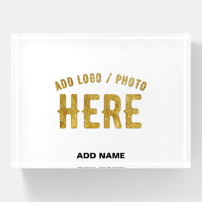 STYLISH MODERN CUSTOMIZABLE WHITE VERIFIED BRANDED PAPERWEIGHT (Front)