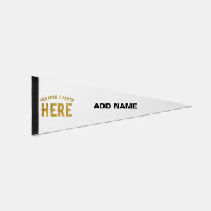 STYLISH MODERN CUSTOMIZABLE WHITE VERIFIED BRANDED PENNANT FLAG