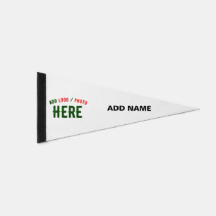 STYLISH MODERN CUSTOMIZABLE WHITE VERIFIED BRANDED PENNANT FLAG