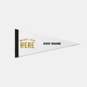 STYLISH MODERN CUSTOMIZABLE WHITE VERIFIED BRANDED PENNANT FLAG