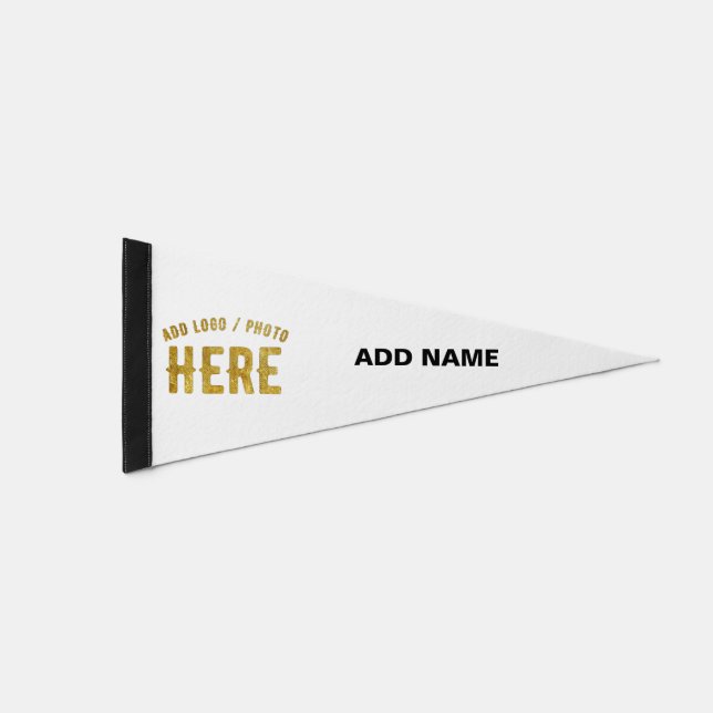 STYLISH MODERN CUSTOMIZABLE WHITE VERIFIED BRANDED PENNANT FLAG (Front)