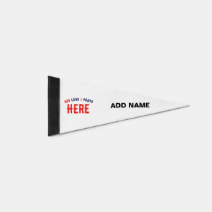 STYLISH MODERN CUSTOMIZABLE WHITE VERIFIED BRANDED PENNANT FLAG