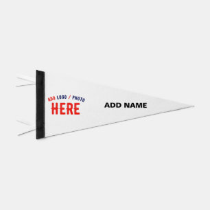 STYLISH MODERN CUSTOMIZABLE WHITE VERIFIED BRANDED PENNANT FLAG