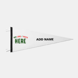 STYLISH MODERN CUSTOMIZABLE WHITE VERIFIED BRANDED PENNANT FLAG