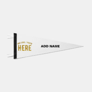 STYLISH MODERN CUSTOMIZABLE WHITE VERIFIED BRANDED PENNANT FLAG