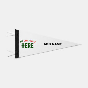 STYLISH MODERN CUSTOMIZABLE WHITE VERIFIED BRANDED PENNANT FLAG