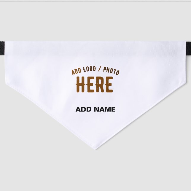STYLISH MODERN CUSTOMIZABLE WHITE VERIFIED BRANDED PET BANDANA COLLAR (Front)