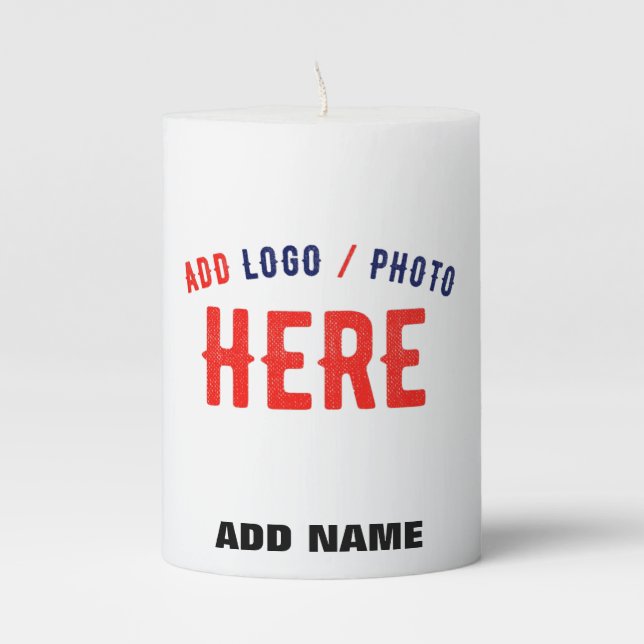 STYLISH MODERN CUSTOMIZABLE WHITE VERIFIED BRANDED PILLAR CANDLE (Front)