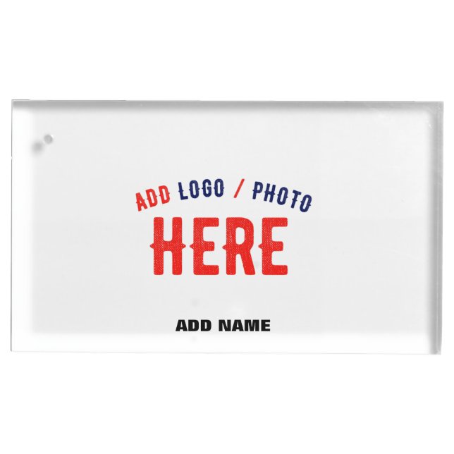 STYLISH MODERN CUSTOMIZABLE WHITE VERIFIED BRANDED PLACE CARD HOLDER (Front)