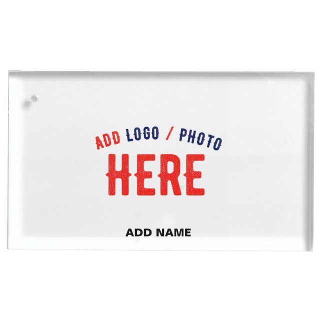STYLISH MODERN CUSTOMIZABLE WHITE VERIFIED BRANDED PLACE CARD HOLDER (Front)