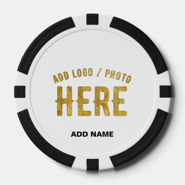 STYLISH MODERN CUSTOMIZABLE WHITE VERIFIED BRANDED POKER CHIPS (Front)