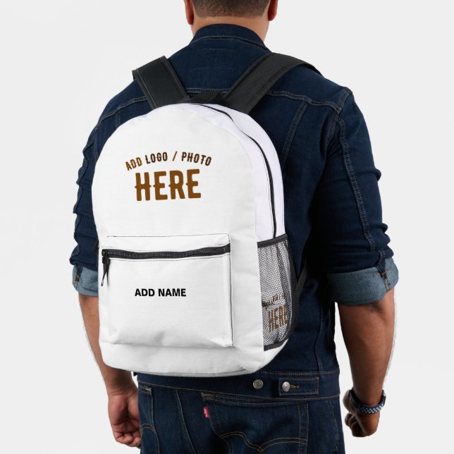 STYLISH MODERN CUSTOMIZABLE WHITE VERIFIED BRANDED PRINTED BACKPACK (Insitu (Model))