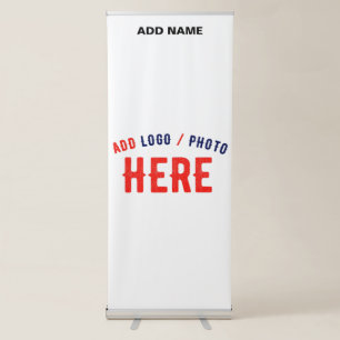 STYLISH MODERN CUSTOMIZABLE WHITE VERIFIED BRANDED RETRACTABLE BANNER