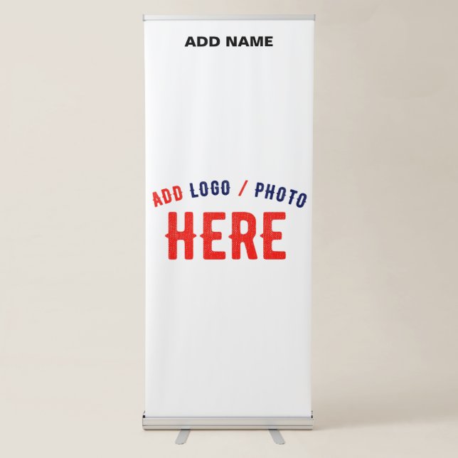 STYLISH MODERN CUSTOMIZABLE WHITE VERIFIED BRANDED RETRACTABLE BANNER (Front)