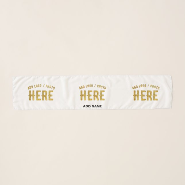 STYLISH MODERN CUSTOMIZABLE WHITE VERIFIED BRANDED SCARF (Front (Horizontal))