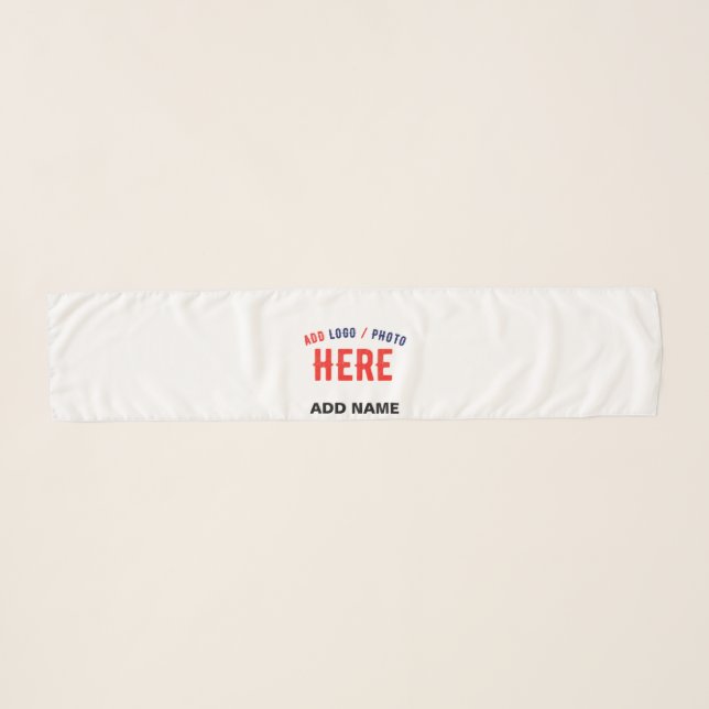 STYLISH MODERN CUSTOMIZABLE WHITE VERIFIED BRANDED SCARF (Front (Horizontal))