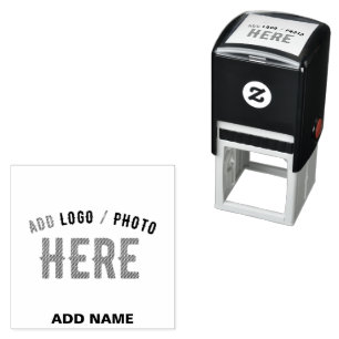 STYLISH MODERN CUSTOMIZABLE WHITE VERIFIED BRANDED SELF-INKING STAMP