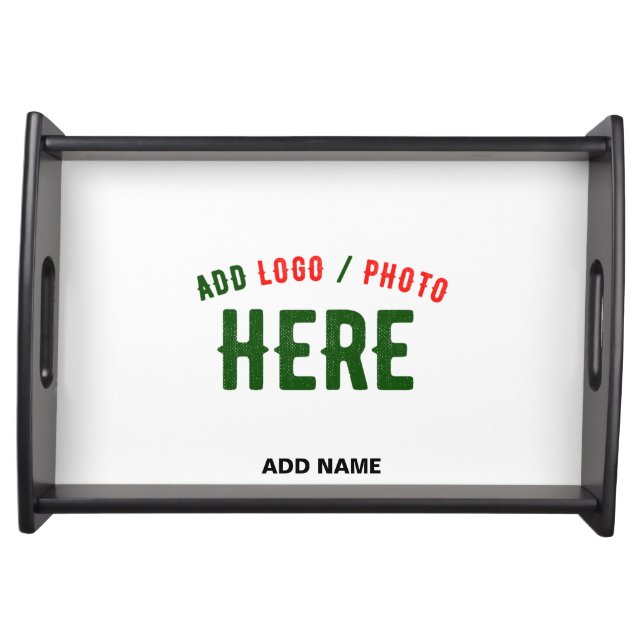 STYLISH MODERN CUSTOMIZABLE WHITE VERIFIED BRANDED SERVING TRAY (Front)