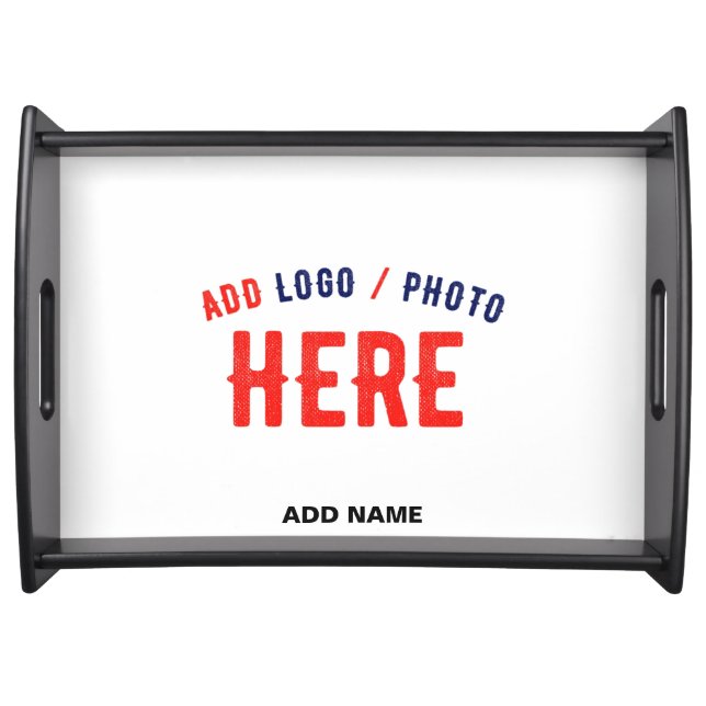 STYLISH MODERN CUSTOMIZABLE WHITE VERIFIED BRANDED SERVING TRAY (Front)