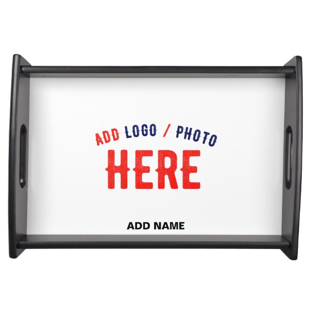 STYLISH MODERN CUSTOMIZABLE WHITE VERIFIED BRANDED SERVING TRAY (Front)