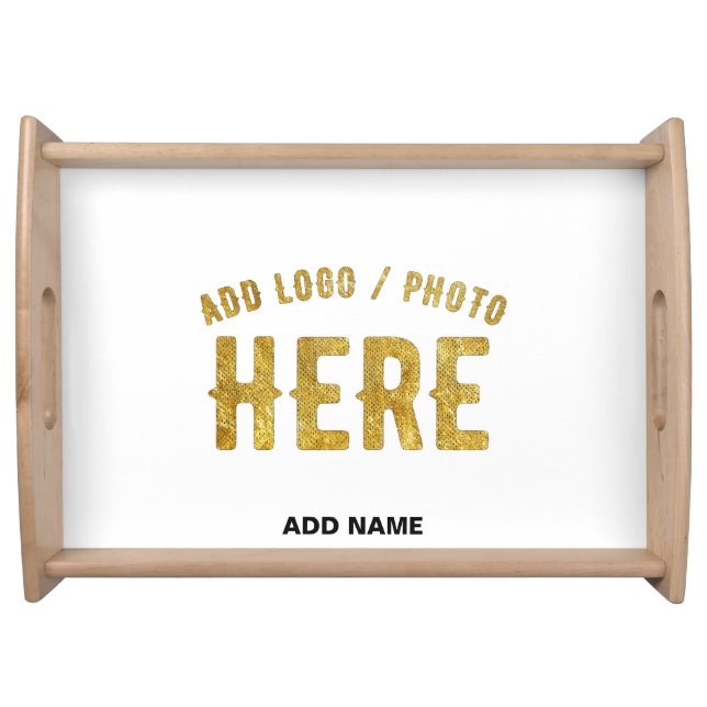 STYLISH MODERN CUSTOMIZABLE WHITE VERIFIED BRANDED SERVING TRAY (Front)