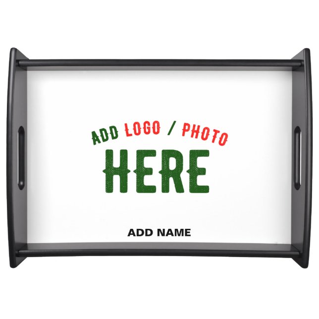 STYLISH MODERN CUSTOMIZABLE WHITE VERIFIED BRANDED SERVING TRAY (Front)
