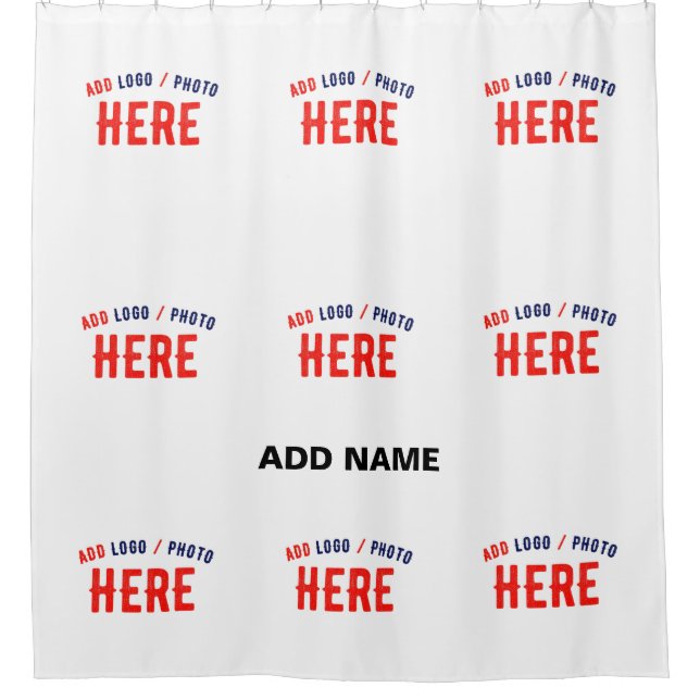 STYLISH MODERN CUSTOMIZABLE WHITE VERIFIED BRANDED SHOWER CURTAIN (Front)
