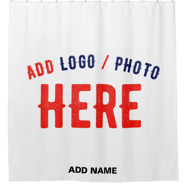 STYLISH MODERN CUSTOMIZABLE WHITE VERIFIED BRANDED SHOWER CURTAIN (Front)
