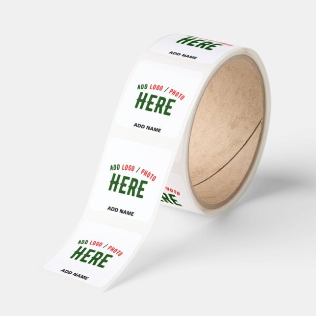 STYLISH MODERN CUSTOMIZABLE WHITE VERIFIED BRANDED SQUARE STICKER (Roll)