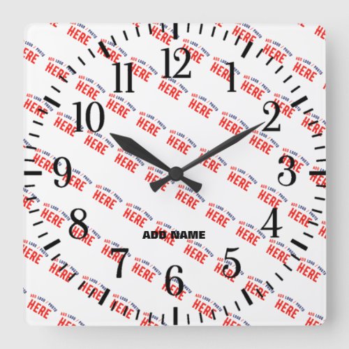 STYLISH MODERN CUSTOMIZABLE WHITE VERIFIED BRANDED SQUARE WALL CLOCK