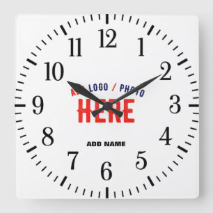 STYLISH MODERN CUSTOMIZABLE WHITE VERIFIED BRANDED SQUARE WALL CLOCK