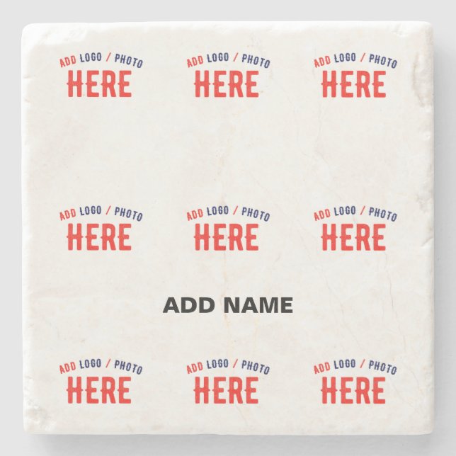 STYLISH MODERN CUSTOMIZABLE WHITE VERIFIED BRANDED STONE COASTER (Front)