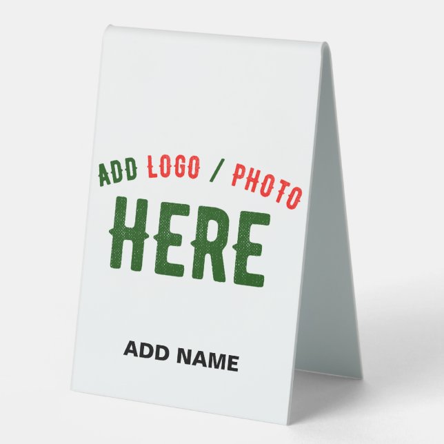 STYLISH MODERN CUSTOMIZABLE WHITE VERIFIED BRANDED TABLE TENT (Front)